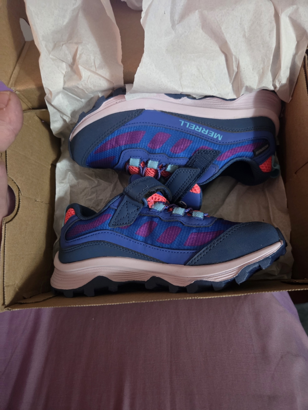 Merrell Kids Navy Blue, Pink and Coral Trail Sneakers